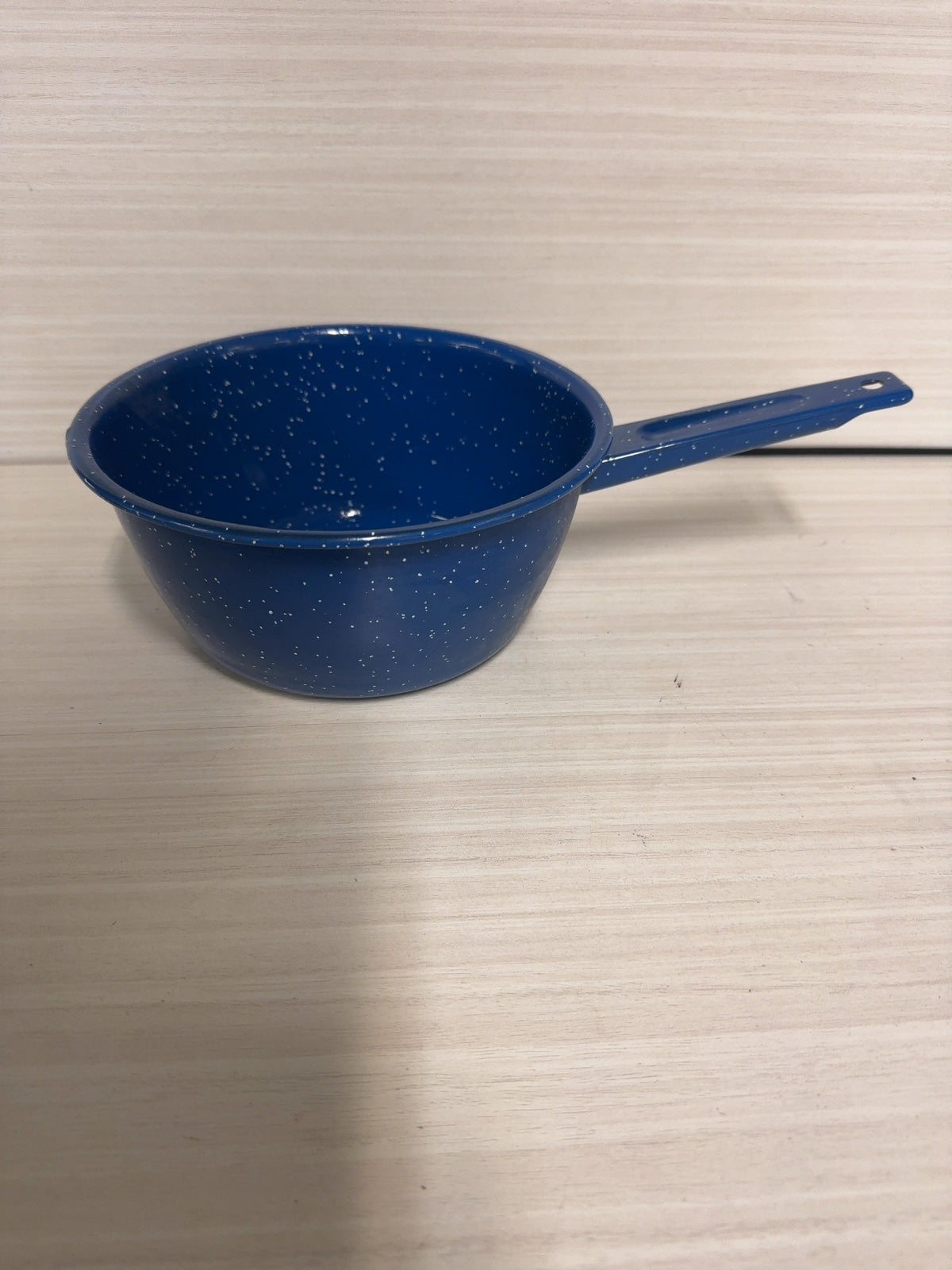 Blue Speckled Enamelware Saucepan with Handle Camping Cookware
