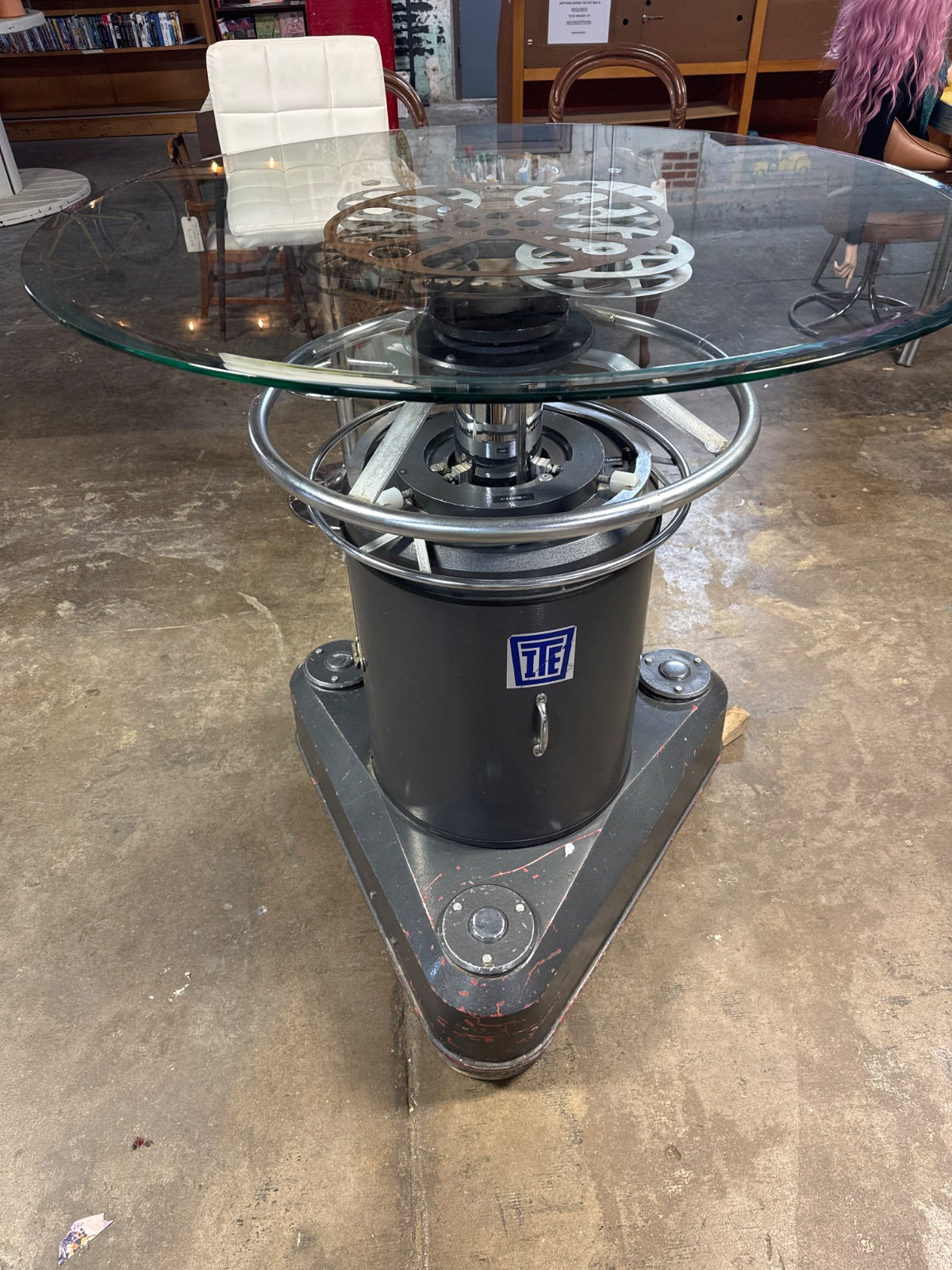 One of a Kind High-Top Bistro Table — 1970s TV Studio Camera Pedestal