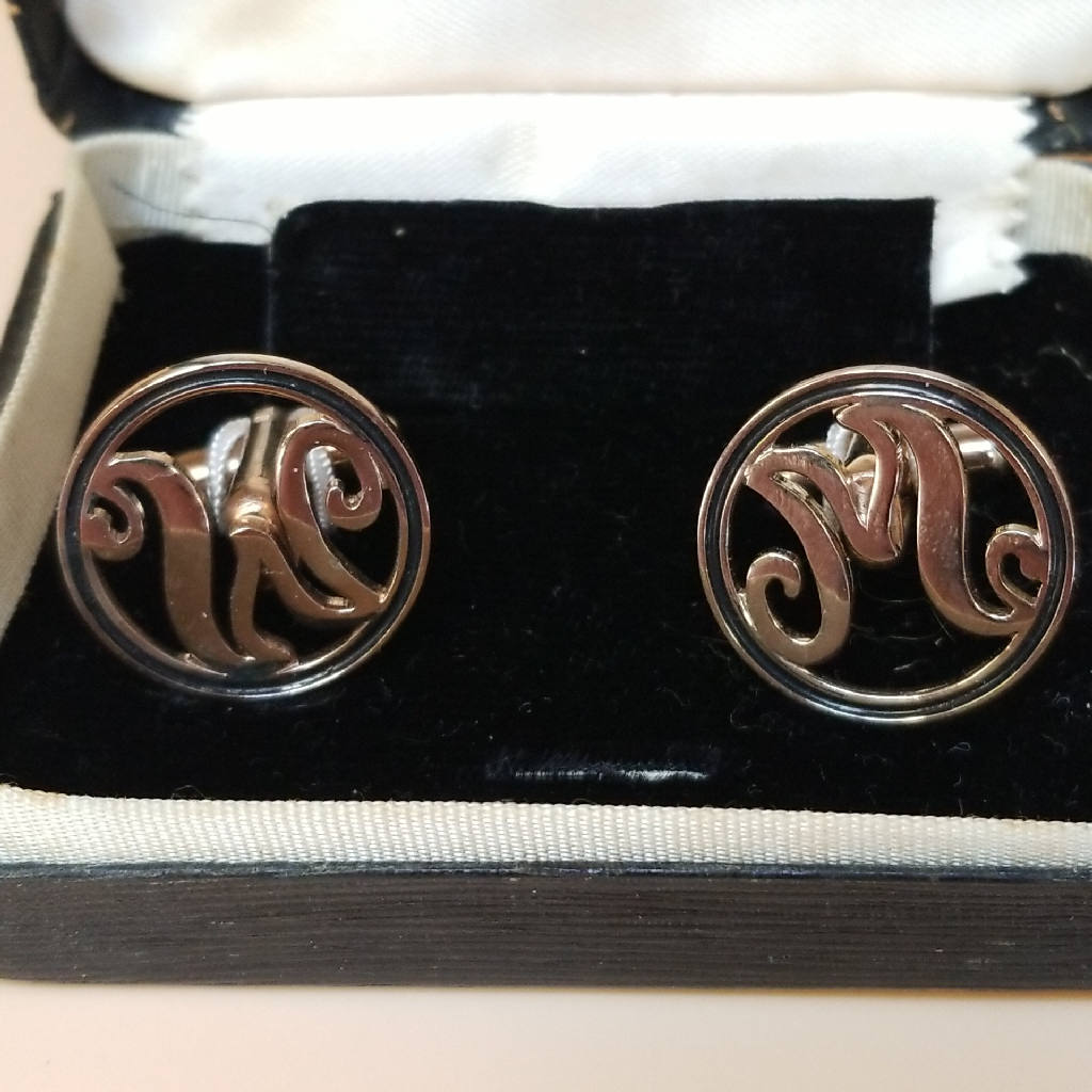 Stunning Shields Fifth Avenue Monogram Cufflinks with Ornate Box