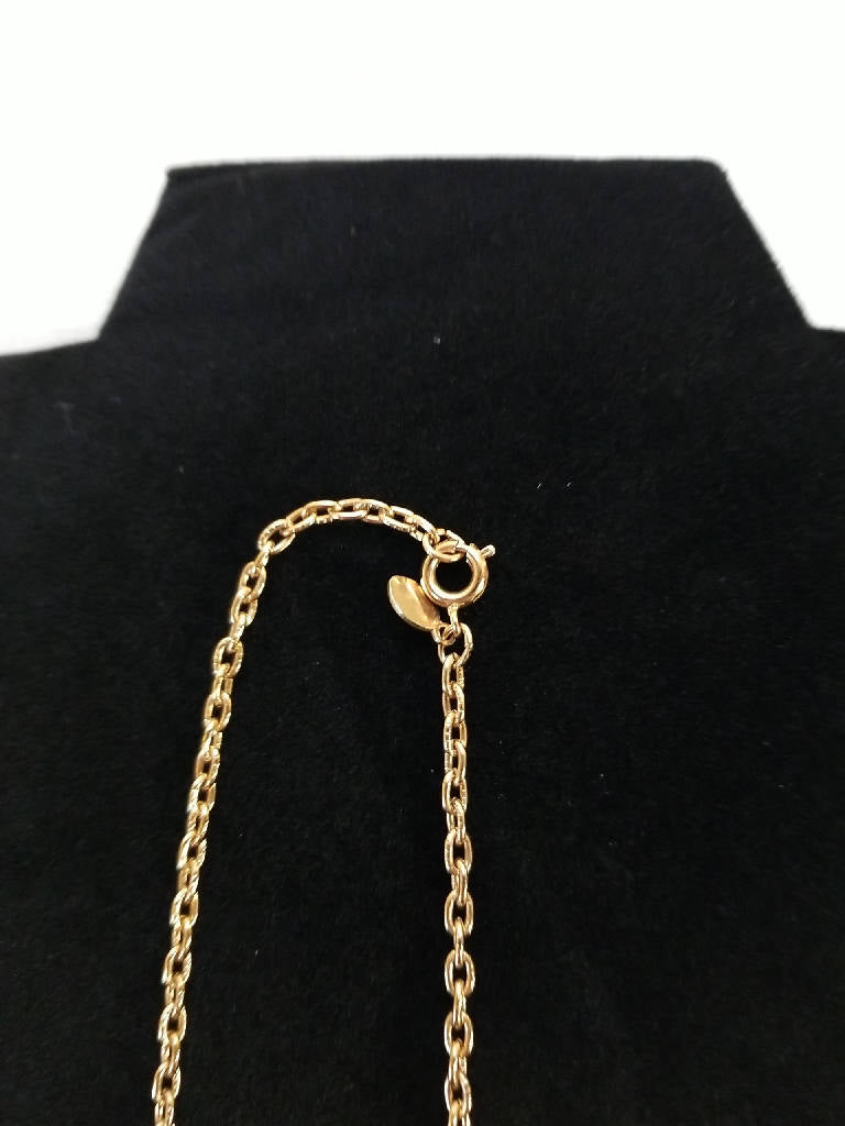 Stunning Vintage Gold Tone Cross Necklace with Cream Enamel Pendant