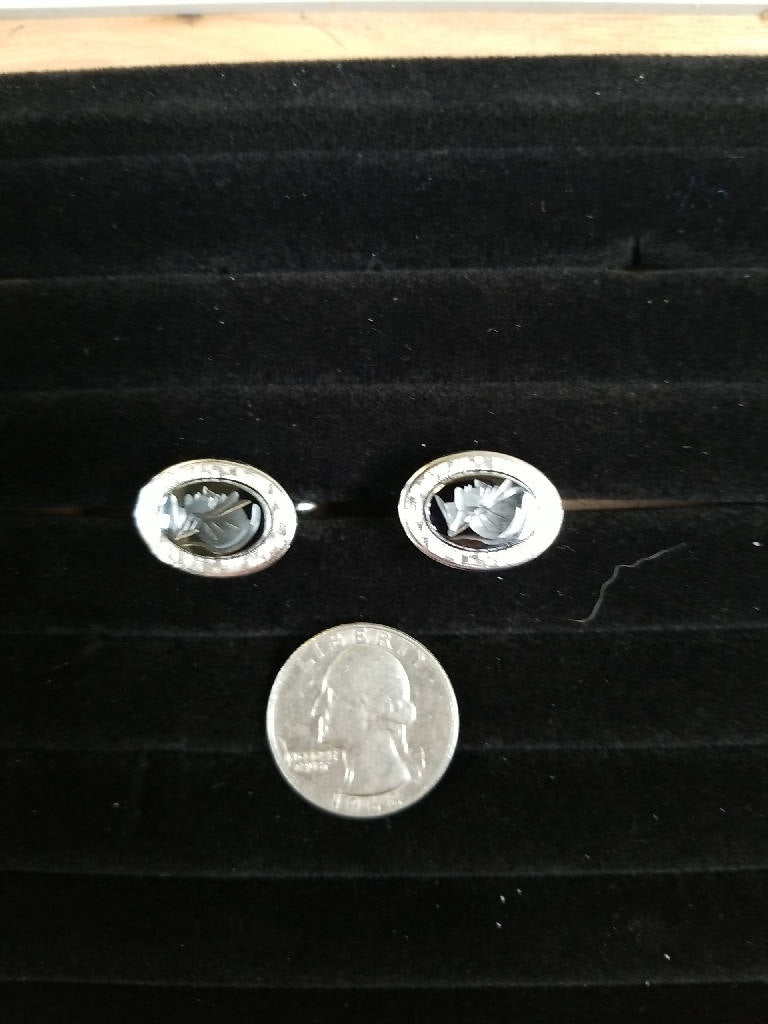 Stunning Vintage Silver Tone Cameo Cufflinks Oval Design Men's Classic