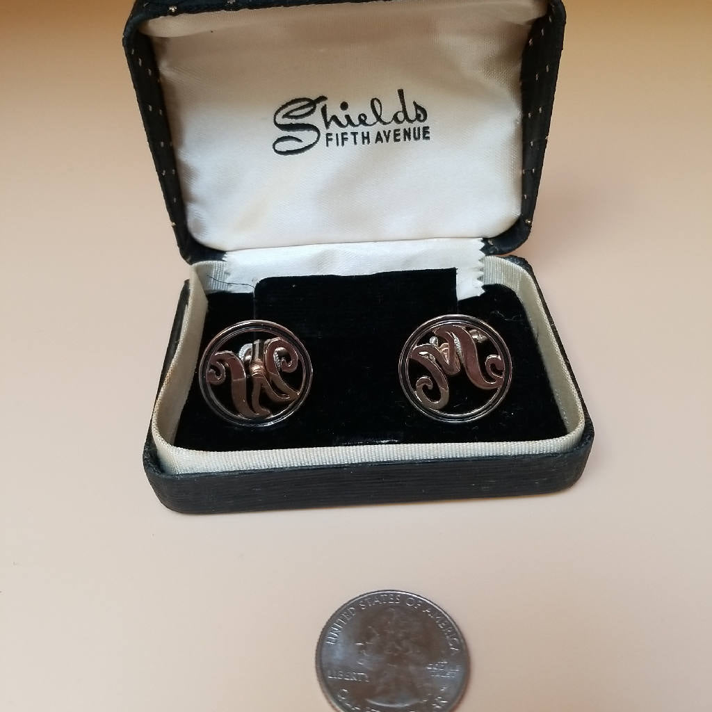 Stunning Shields Fifth Avenue Monogram Cufflinks with Ornate Box