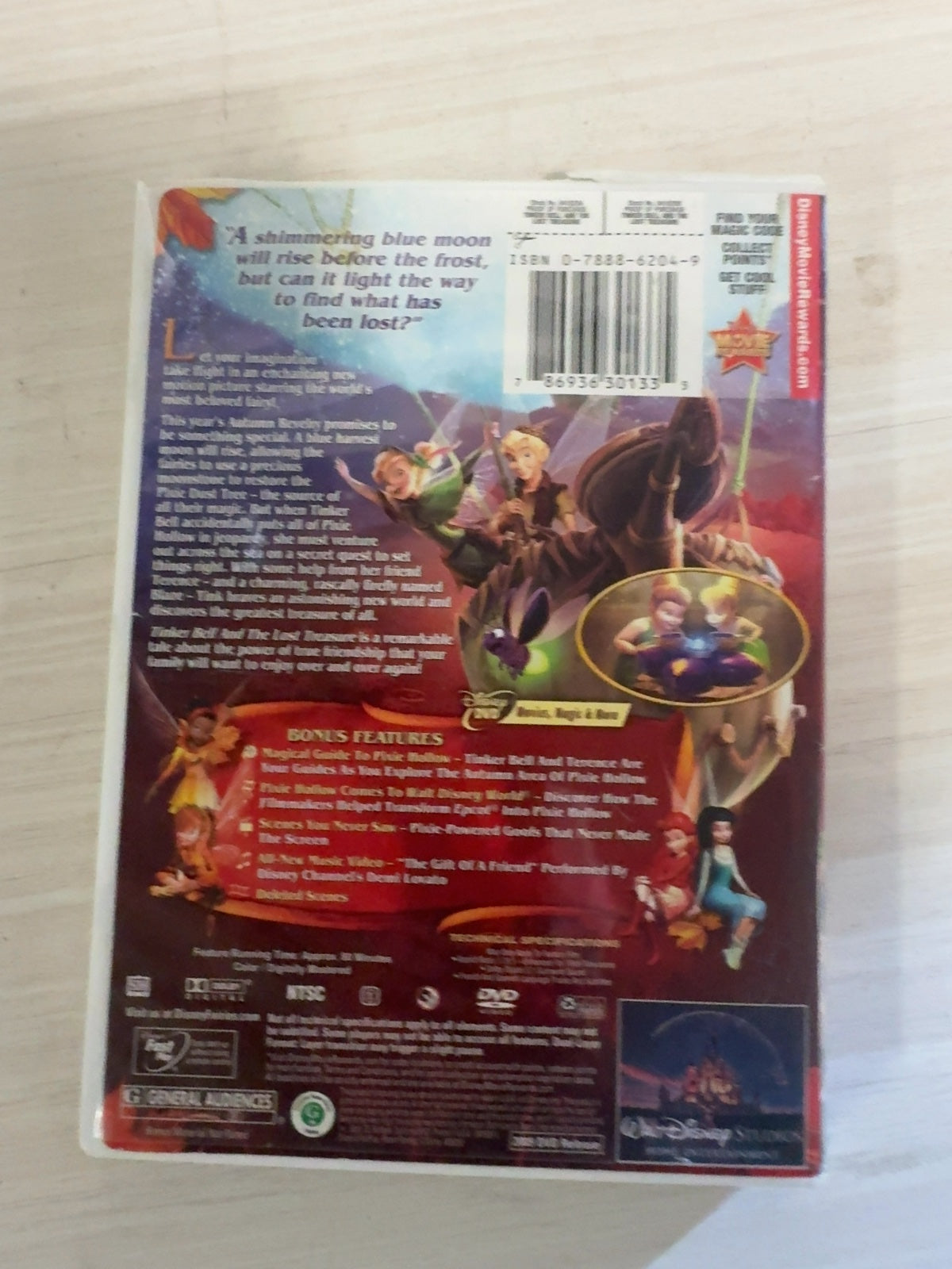 Tinker Bell and the Lost Treasure (DVD, 2009) Very Good Walt Disney