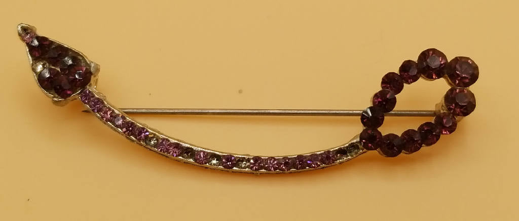 Stunning Arrow Brooch with Purple Rhinestones, Vintage Inspired Pin