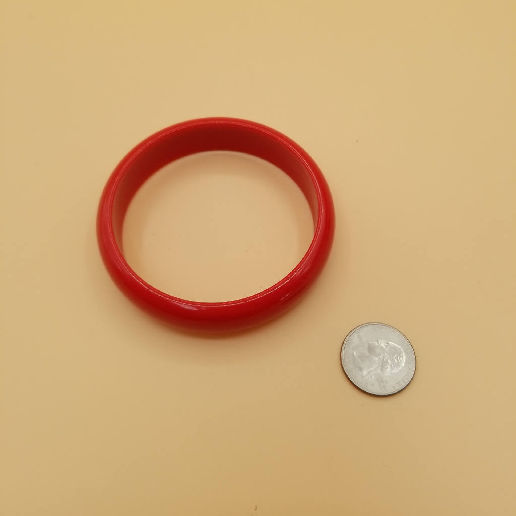 Stunning Genuine Lucite Red Bangle Bracelet, Made in Hong Kong