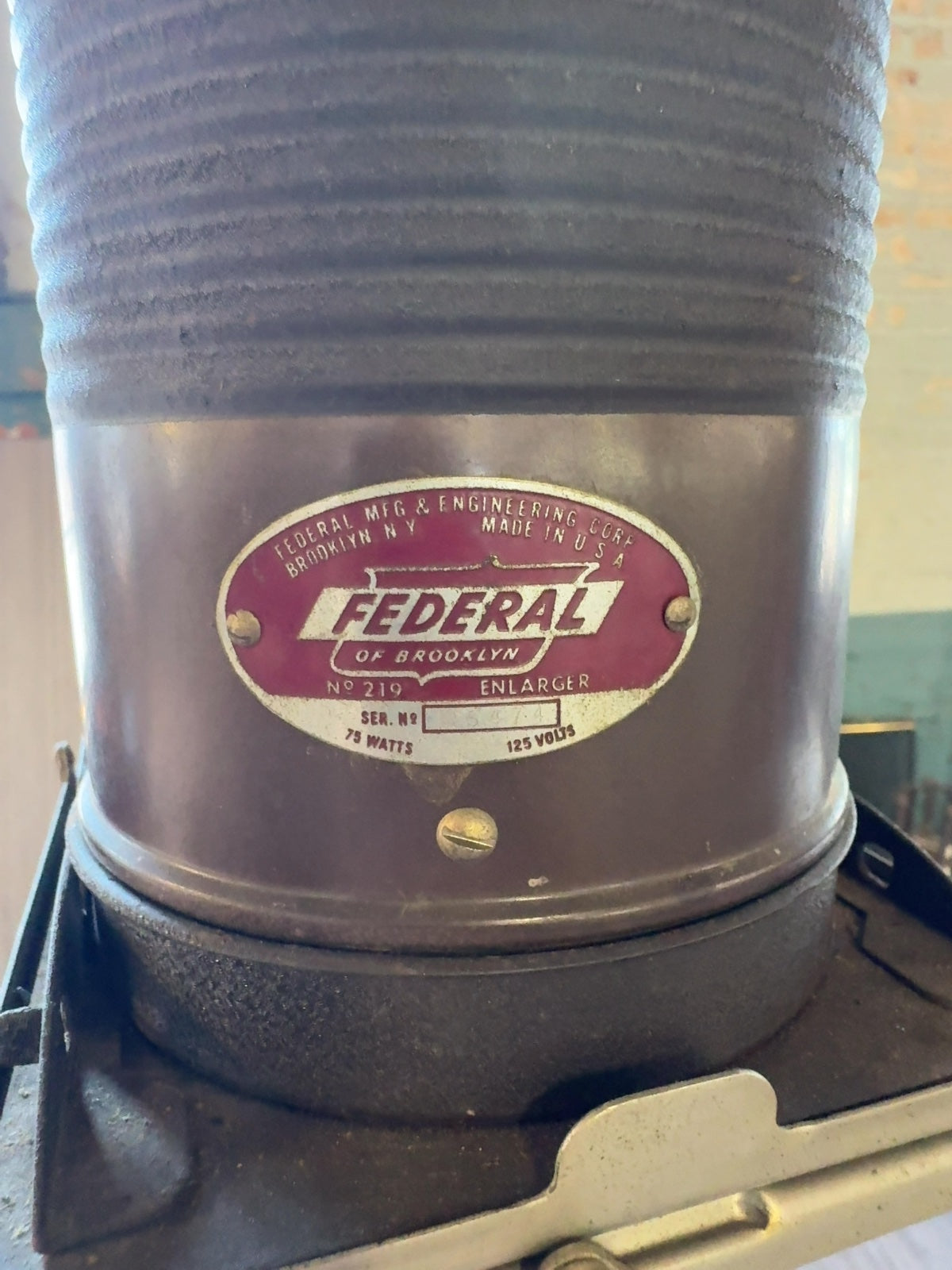 Vintage Federal of Brooklyn No. 219 Darkroom Photo Enlarger with Wood Base