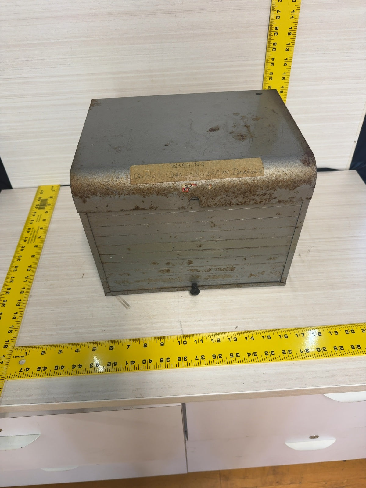 Vintage Metal Darkroom Photographic Paper Safe Light-Tight Storage Box