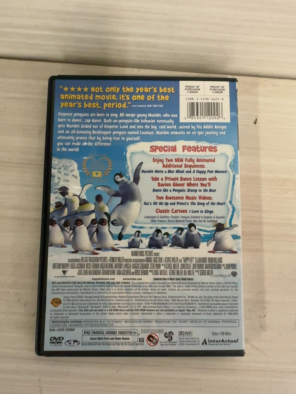 Happy Feet (DVD, 2006) Widescreen Edition Very Good Elijah Wood Warner Bros.