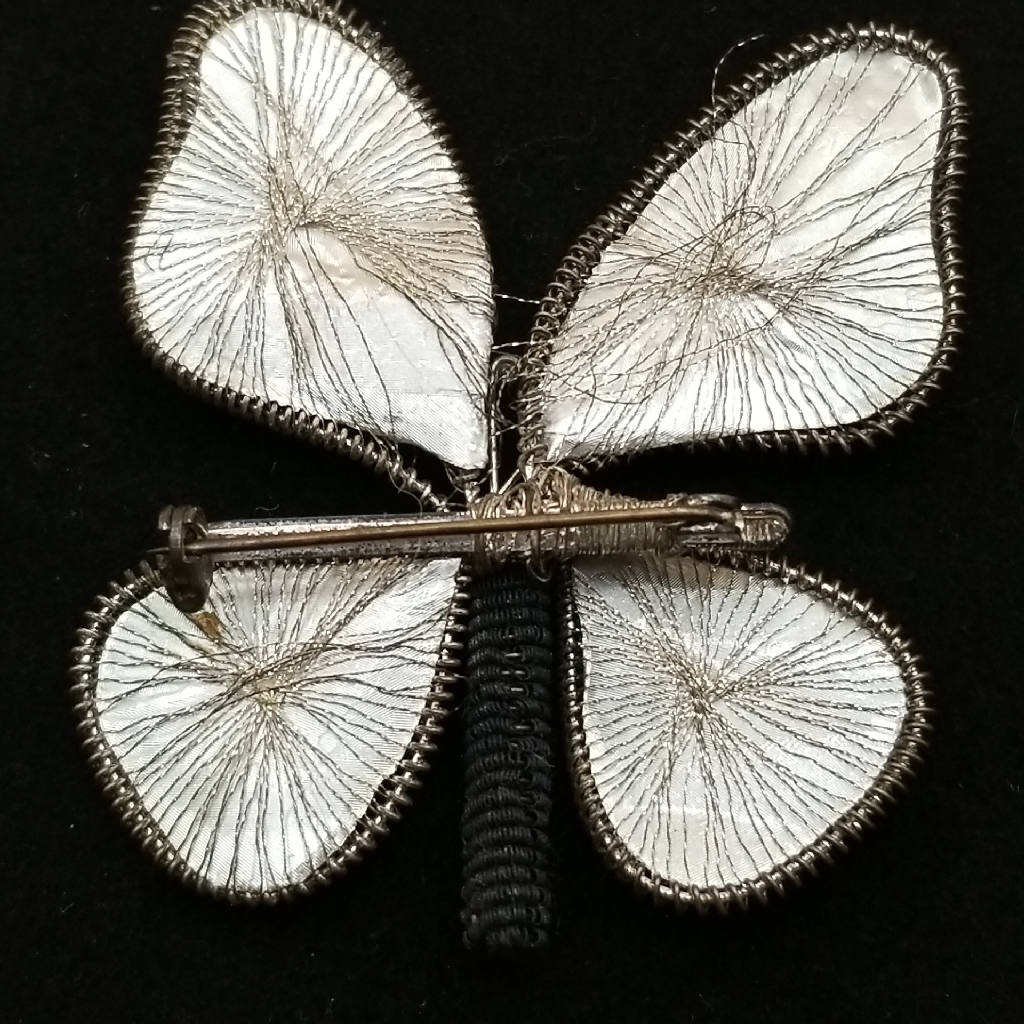 Stunning Silver Butterfly Design Brooch Pin with Intricate Wire Detail