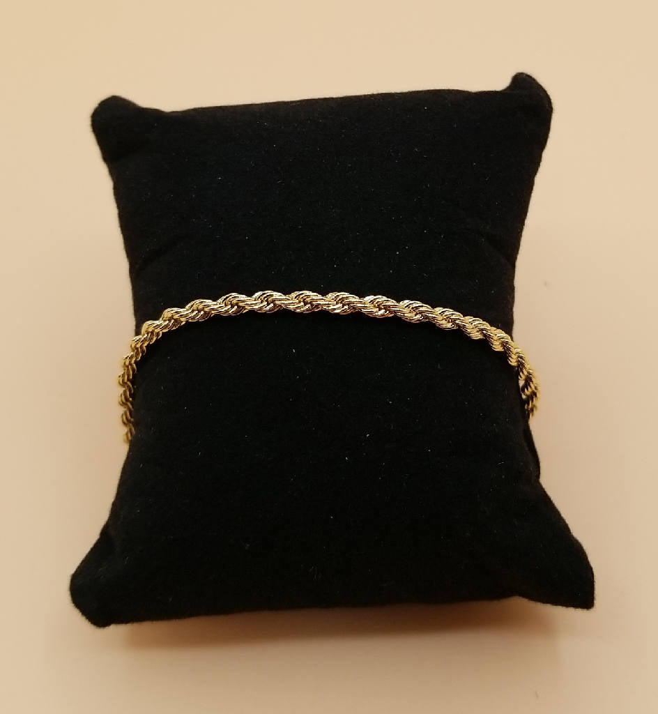 Elegant Gold-Tone Rope Chain Bracelet with Crystal Charm