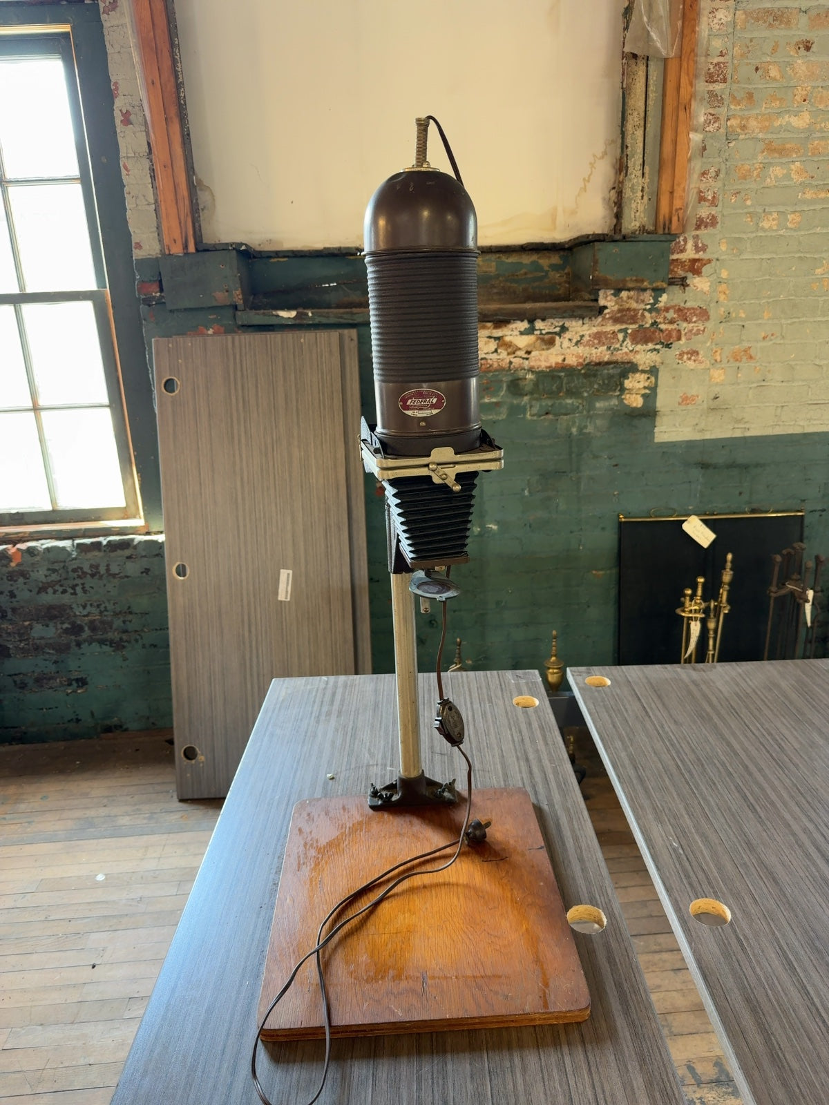 Vintage Federal of Brooklyn No. 219 Darkroom Photo Enlarger with Wood Base