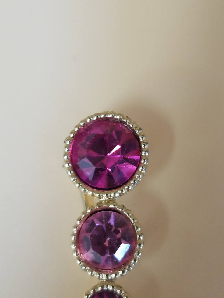 Stunning Vintage Style Purple Rhinestone Tassel Drop Earrings