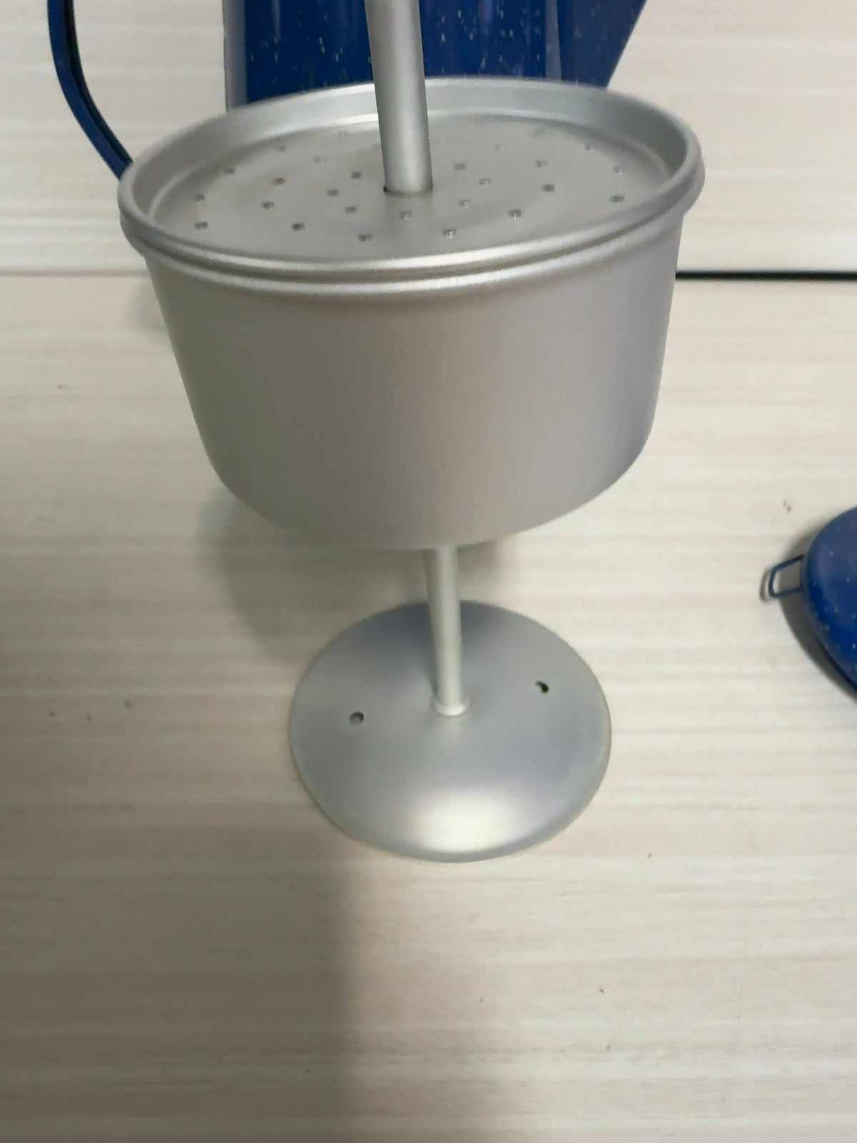 Blue Speckled Enamelware Camping Coffee Percolator Pot with Basket