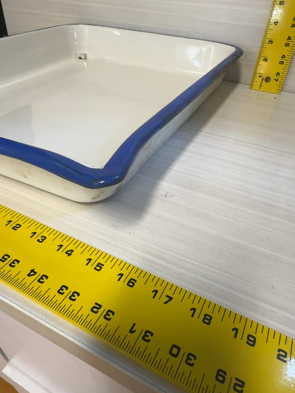 Vintage White Blue Enamel Darkroom Developing Tray 11x14 Photo Print