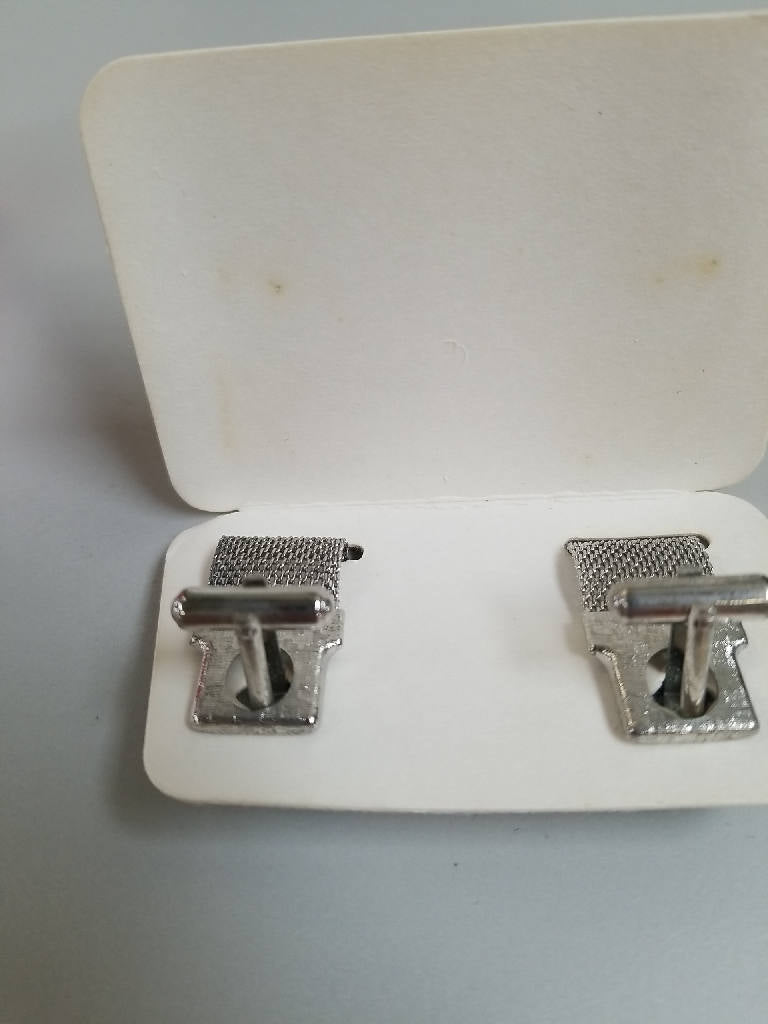 Stunning Vintage Esquire Silver Cufflinks with Cat's Eye Stone