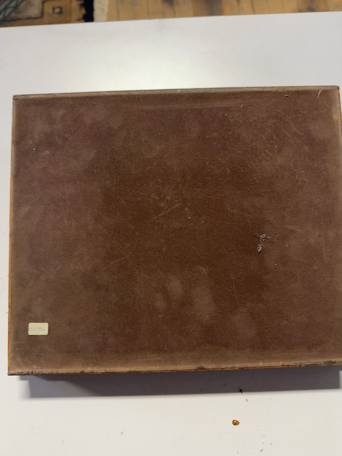 Vintage Wood Desk Valet Box with Hinged Lid and Pen Trays, Made in Mexico