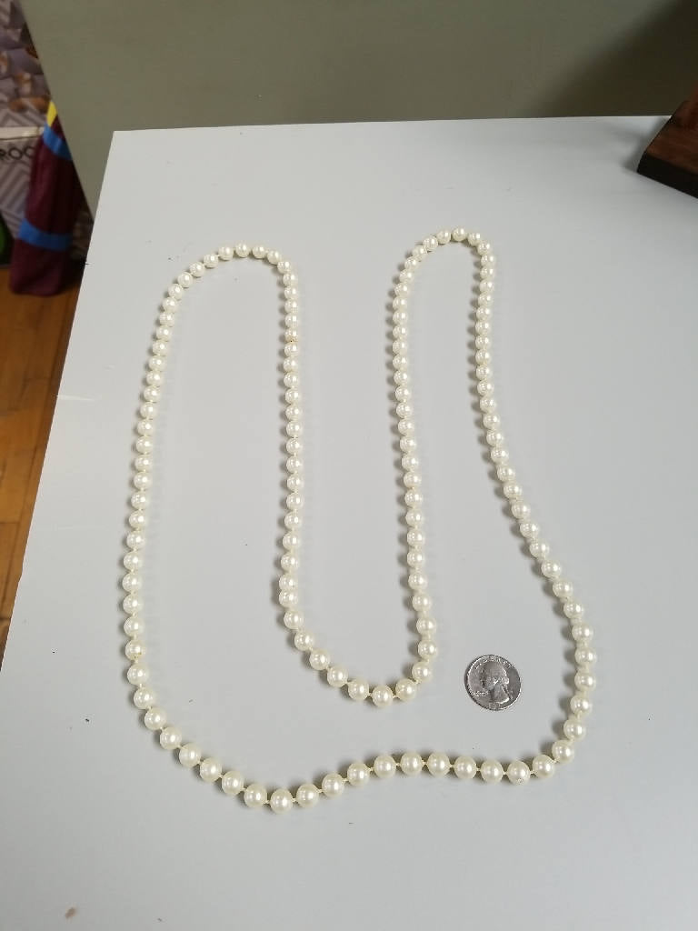 Stunning Vintage Faux Pearl Necklace Long Strand Elegant Classic