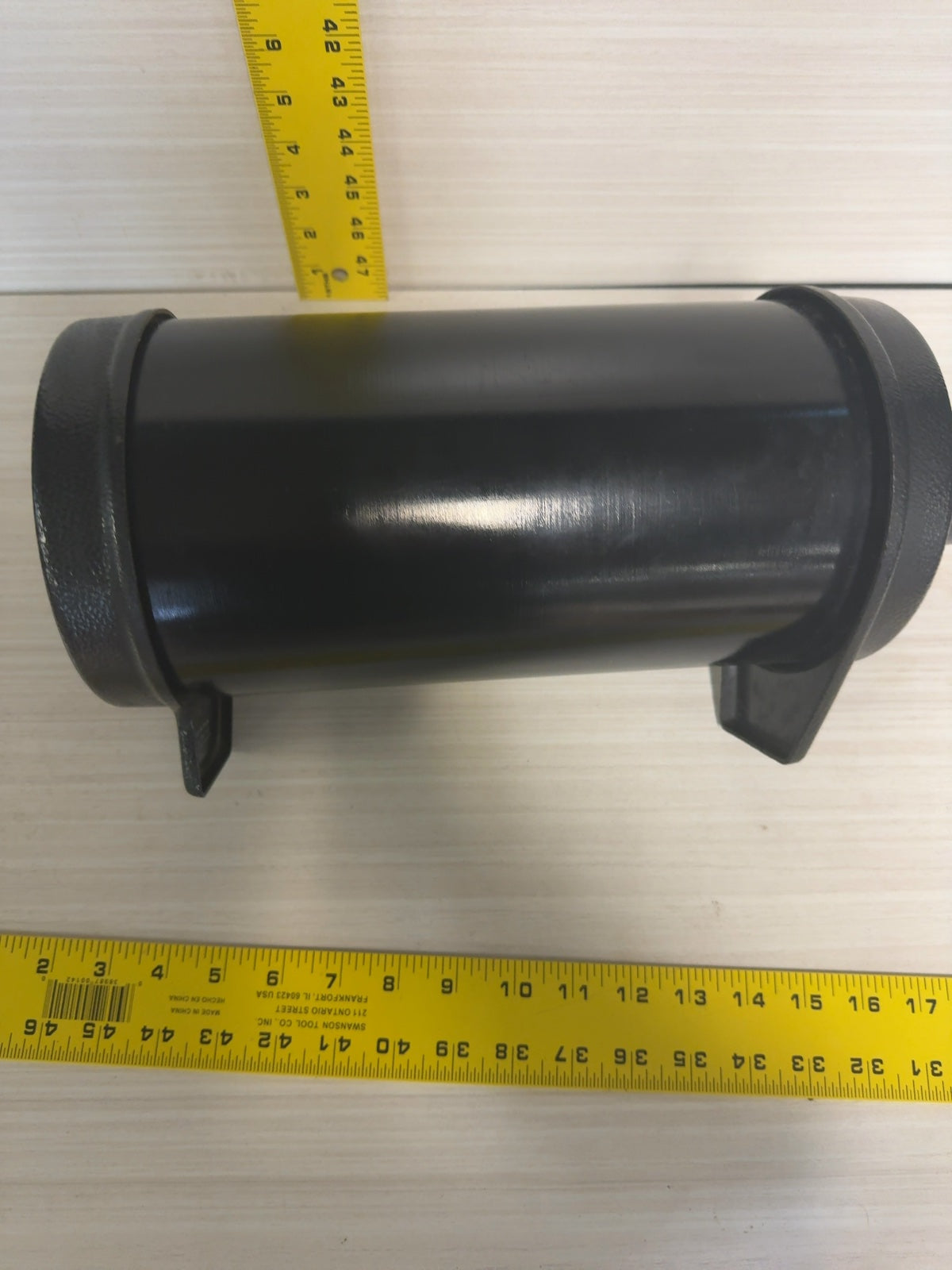 Vintage Black Cylindrical Film Developing Tank with Pour Spout Lid, Made in Canada