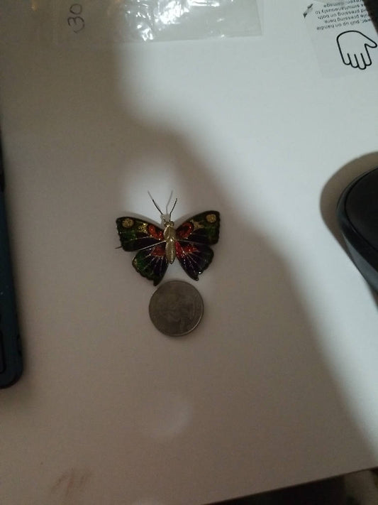 Stunning Vintage Colorful Butterfly Brooch Pin with Enamel Detail