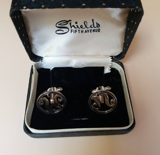 Stunning Shields Fifth Avenue Monogram Cufflinks with Ornate Box