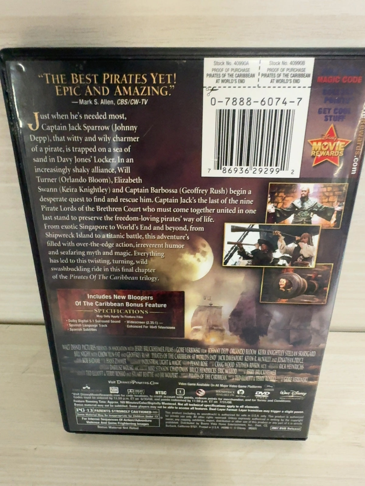 Pirates of the Caribbean: At World's End (DVD, 2007) Standard Very Good