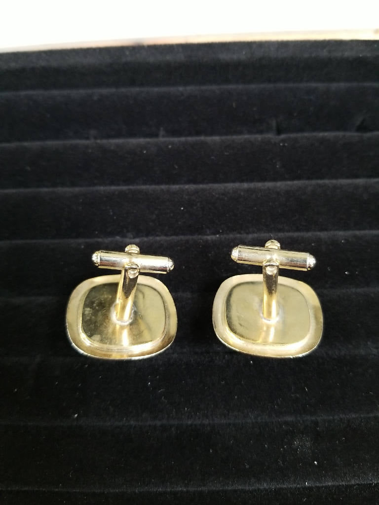 Stunning Vintage Retro Black Gold Tone Cufflinks for Men's Stylish Look
