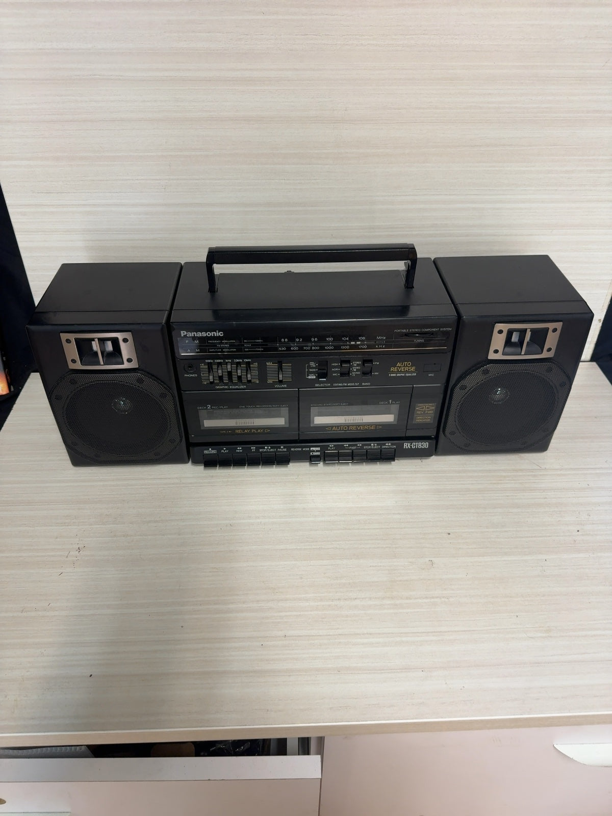 Vintage 1989 Panasonic RT-CT830 Boombox Stereo Dual Cassette AM/FM Radio