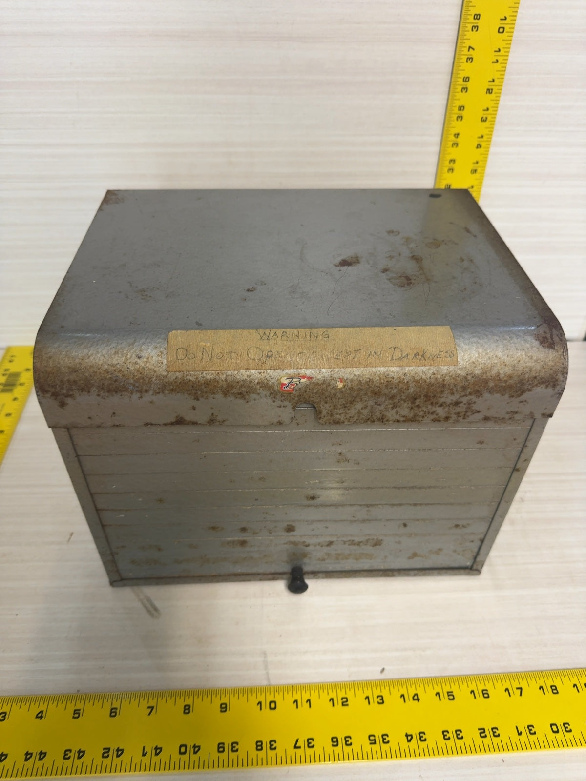 Vintage Metal Darkroom Photographic Paper Safe Light-Tight Storage Box