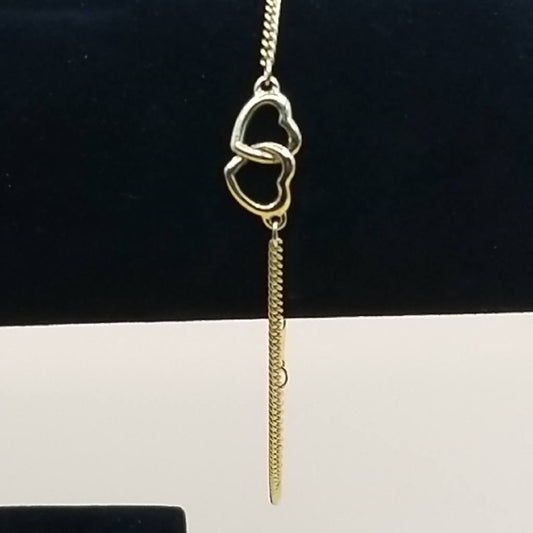 Stunning Gold Tone Heart Charm Bracelet Fashion Jewelry 7.5 Inches