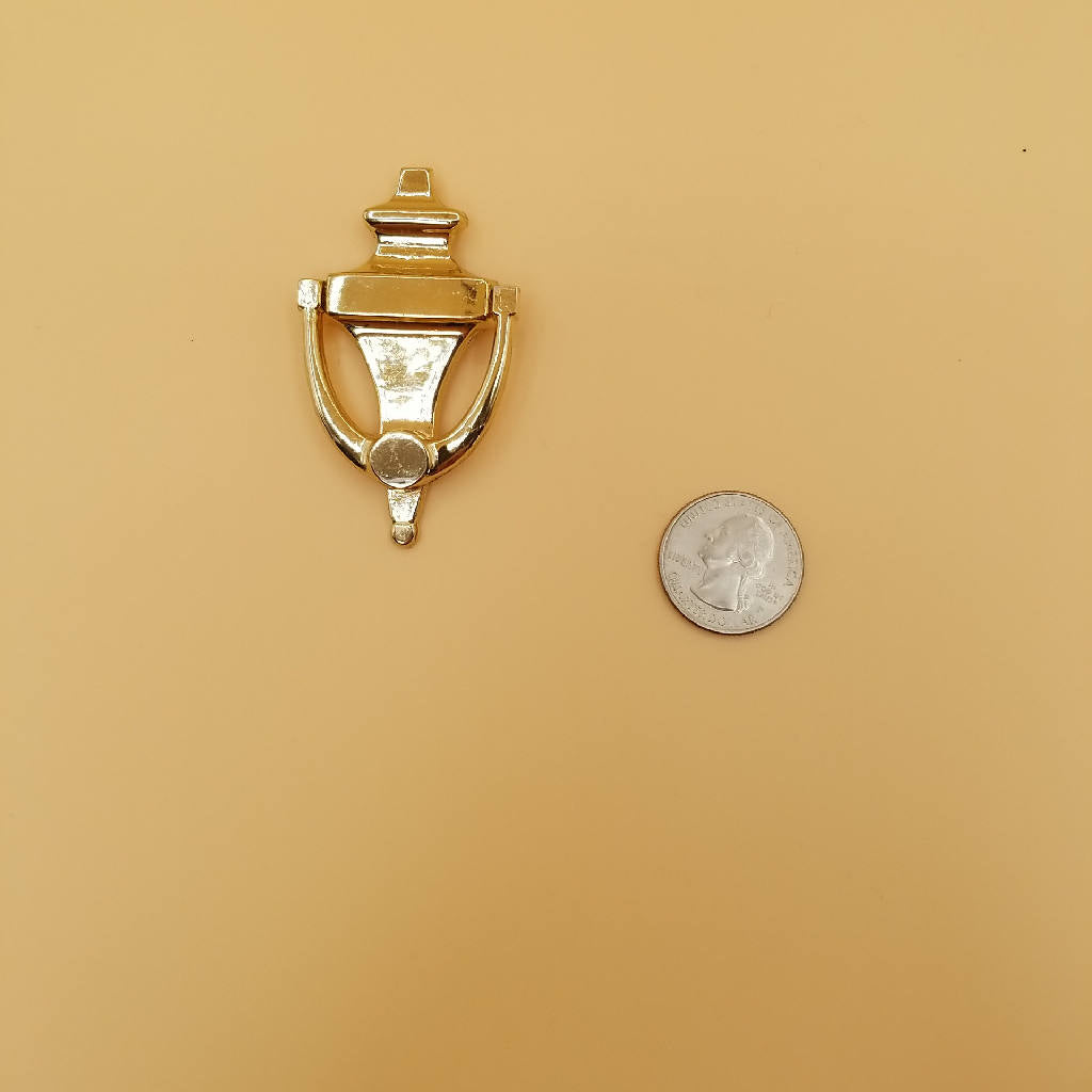 Stunning Gold Tone Door Knocker Brooch Pin Vintage Style