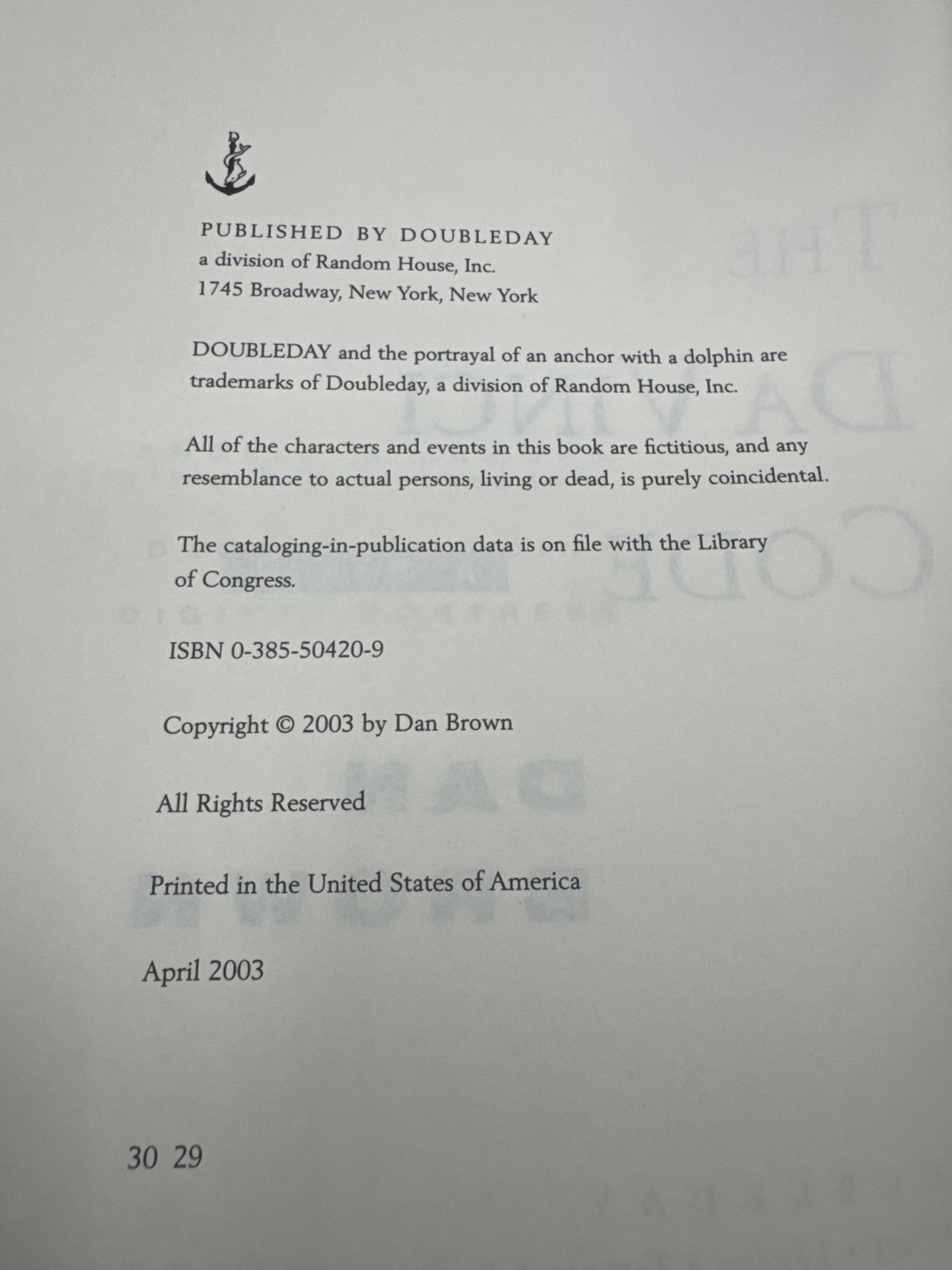 The Da Vinci Code — copyright_page