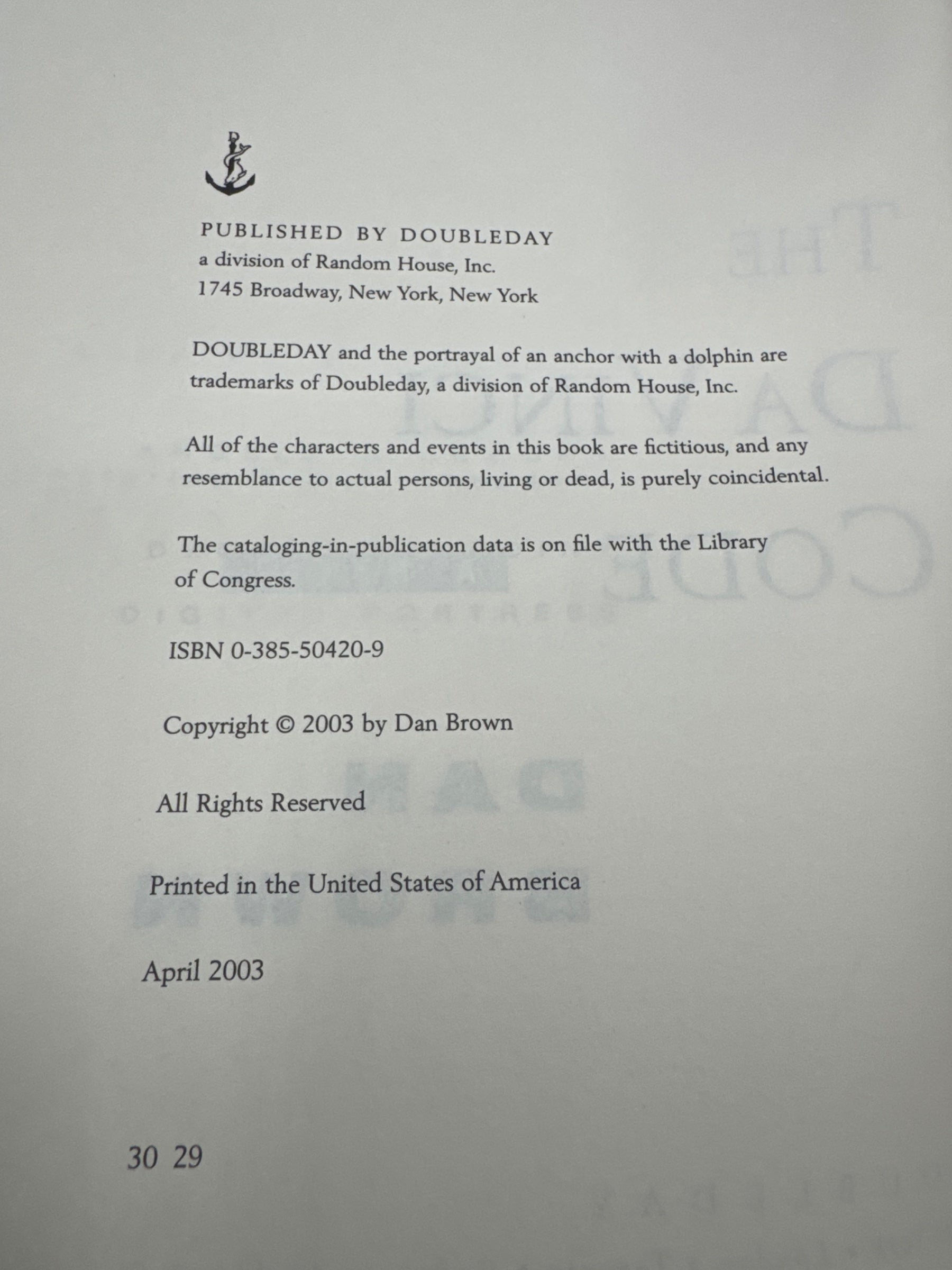 The Da Vinci Code — copyright_page