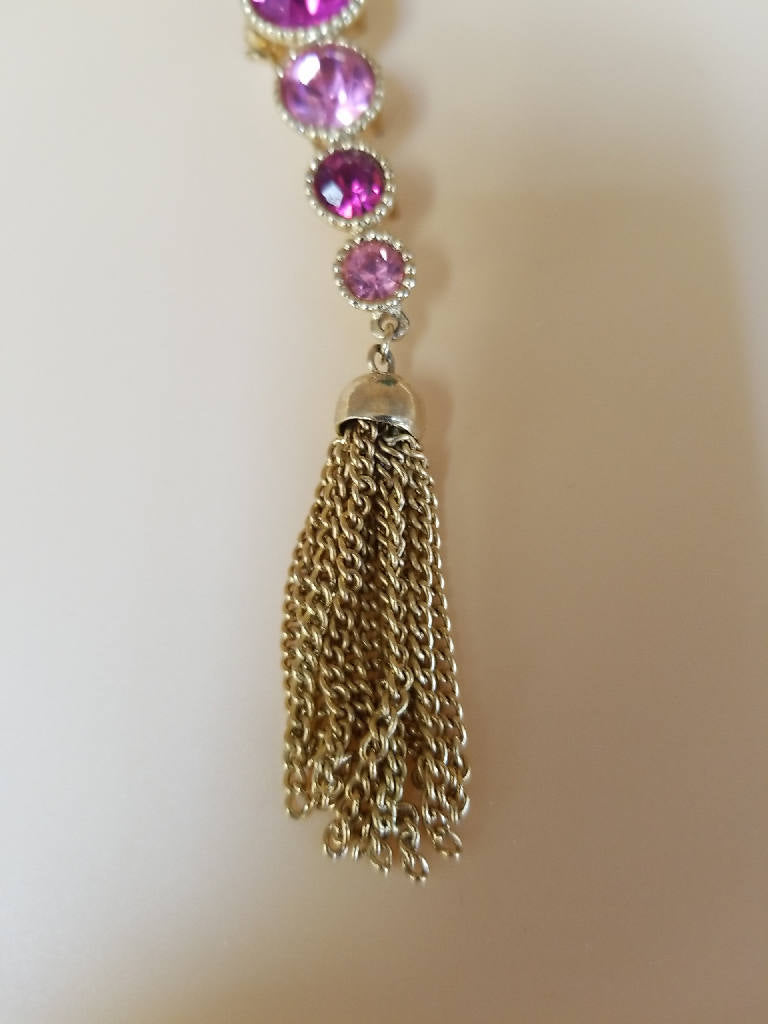 Stunning Vintage Style Purple Rhinestone Tassel Drop Earrings