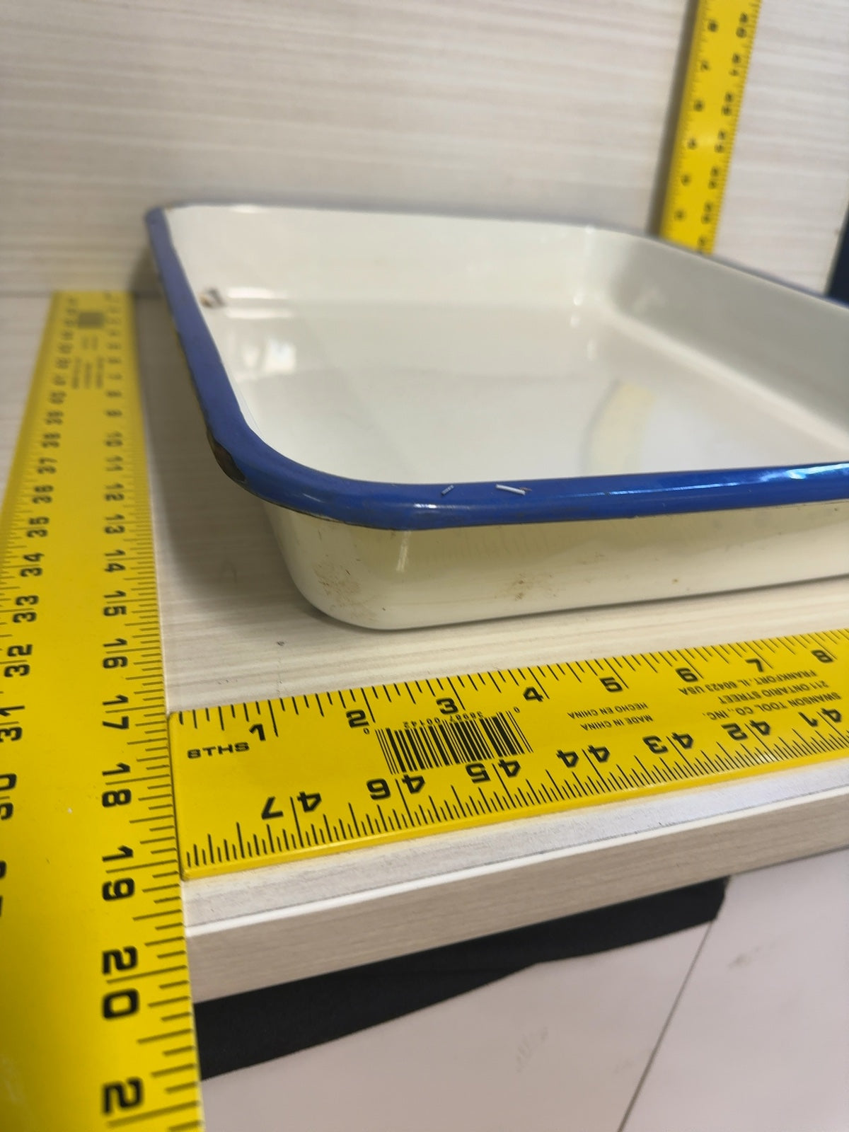 Vintage White Blue Enamel Darkroom Developing Tray 11x14 Photo Print