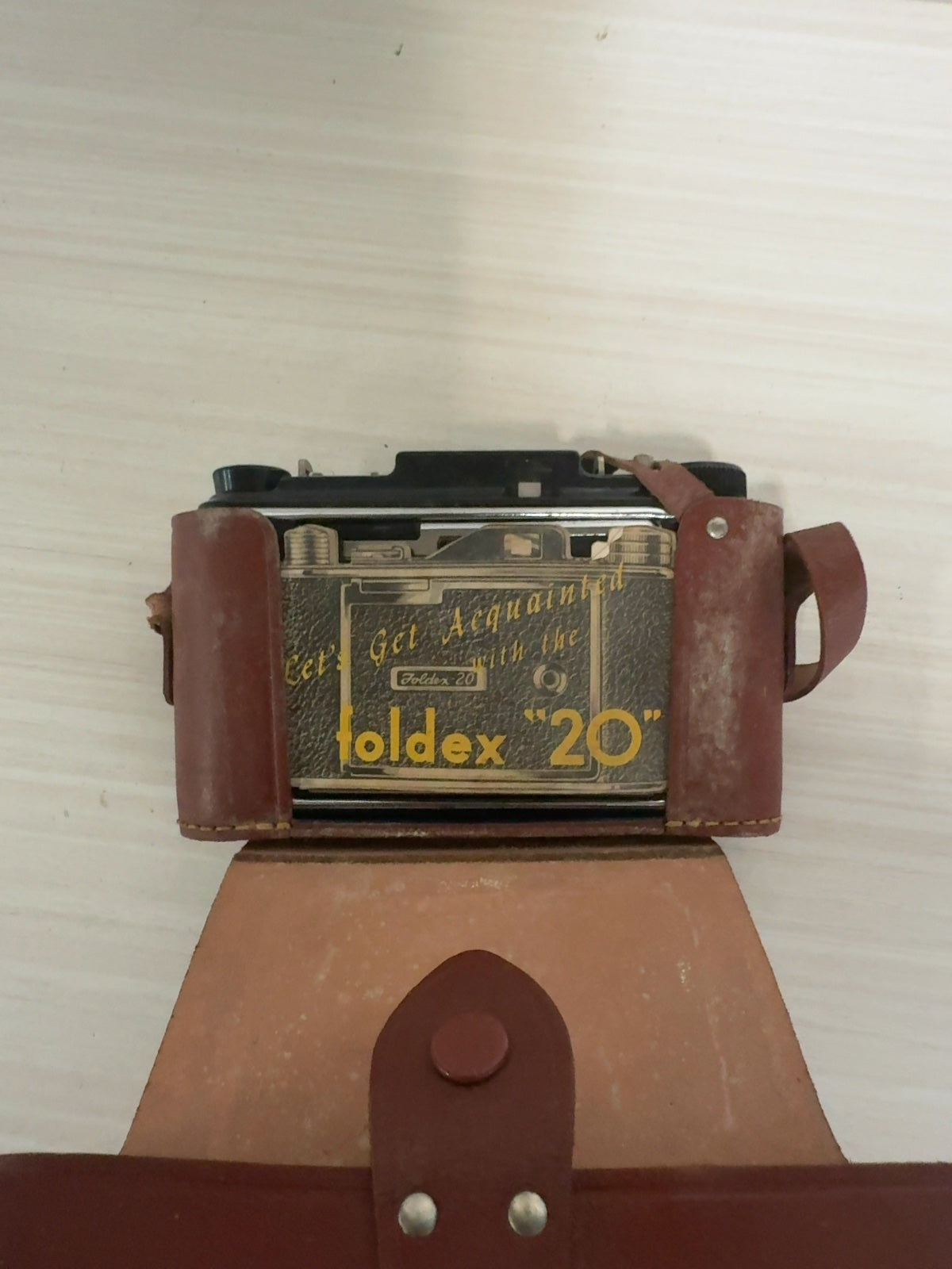 Vintage Foldex 20 Folding Film Camera with Leather Case - For Parts / Repair