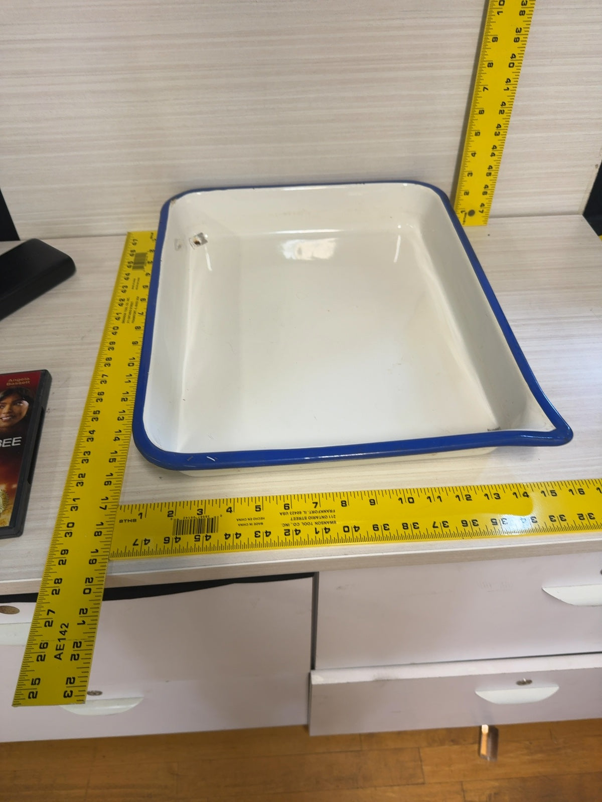 Vintage White Blue Enamel Darkroom Developing Tray 11x14 Photo Print