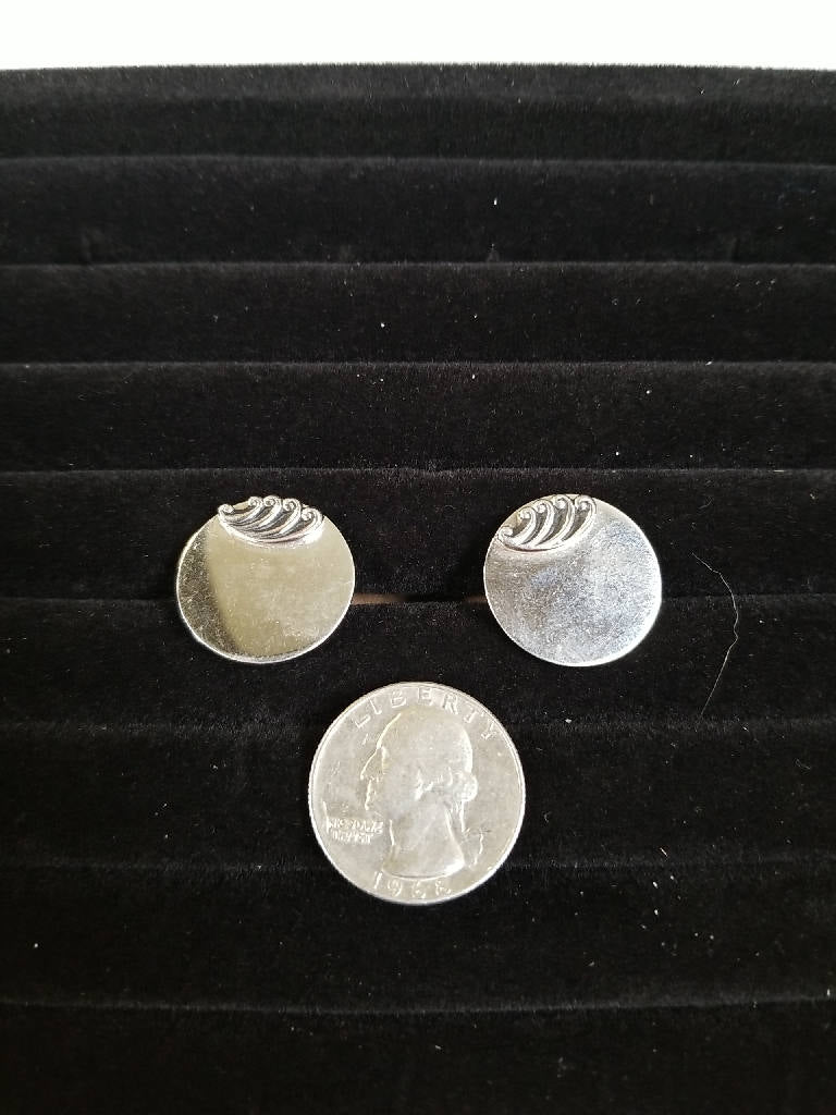 Stunning Vintage Retro Silver Swirl Round Cufflinks Elegant 1960s Men's Accessor