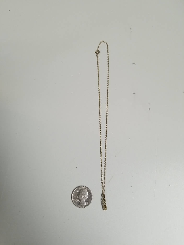 Charming Vintage Gold Chain Necklace with Three Clear Stones
