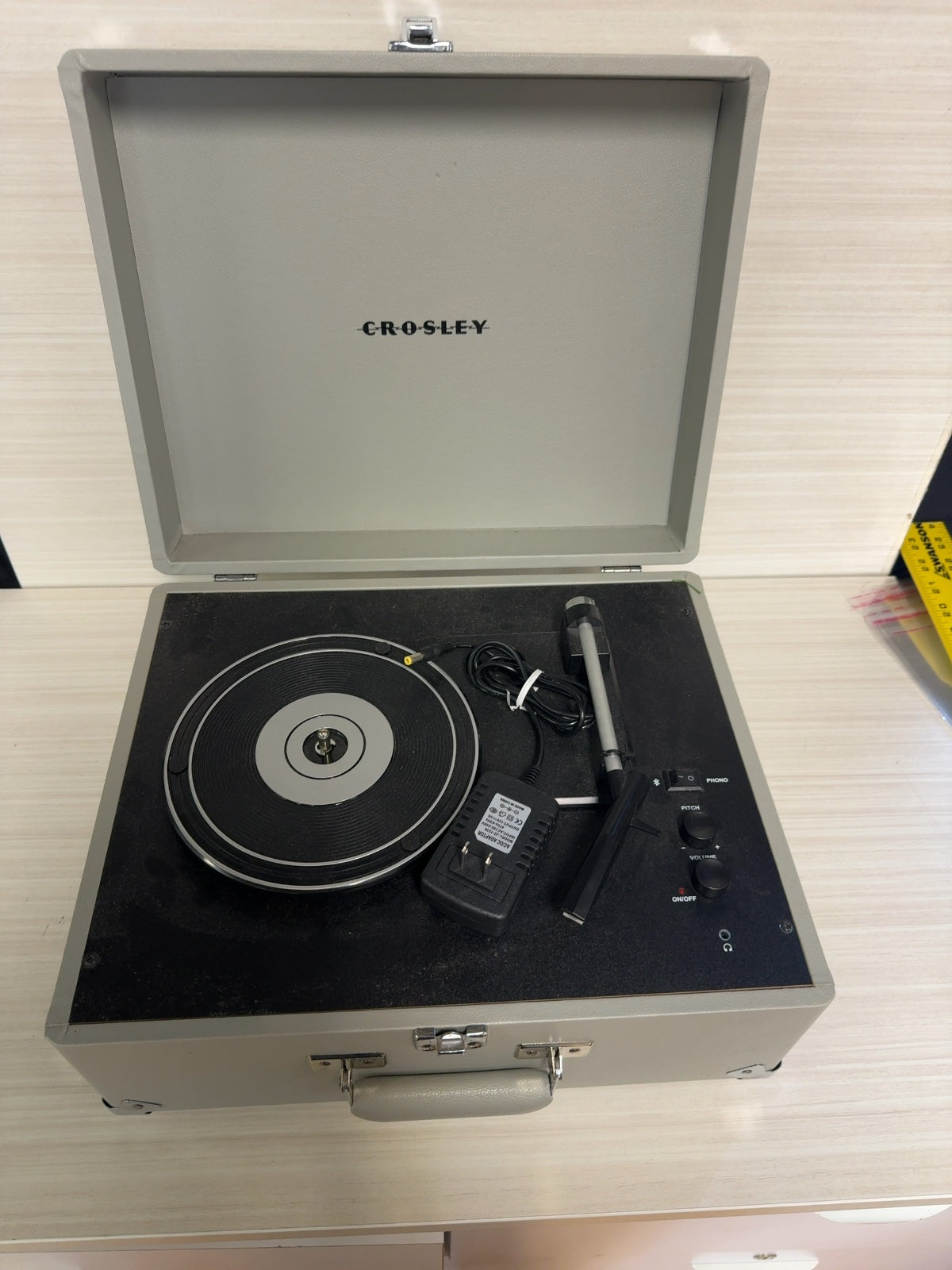 Crosley CR6253A Portable Suitcase Record Player Turntable Bluetooth Gray