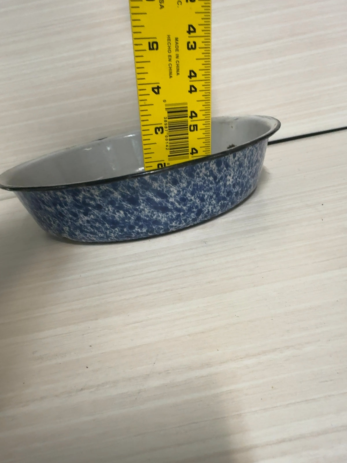 Vintage Blue Spatterware Enamelware Round Baking Pan Basin Graniteware