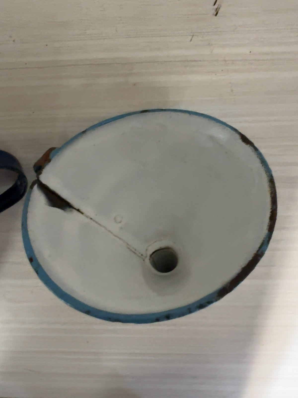 Vintage Enamelware Funnels Set of 2 Cobalt & Light Blue with Handles