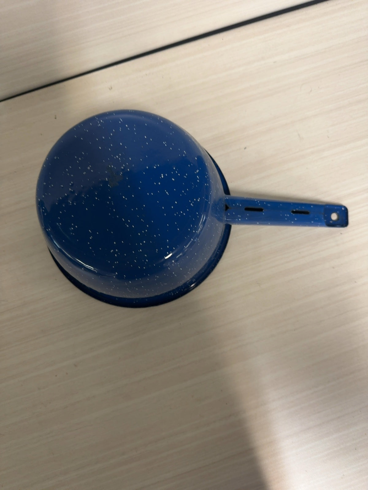 Blue Speckled Enamelware Saucepan with Handle Camping Cookware