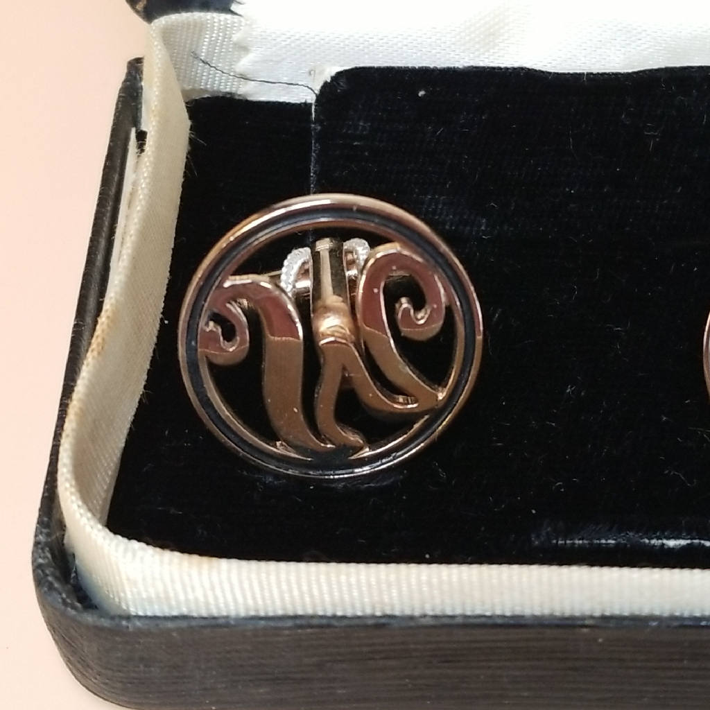 Stunning Shields Fifth Avenue Monogram Cufflinks with Ornate Box