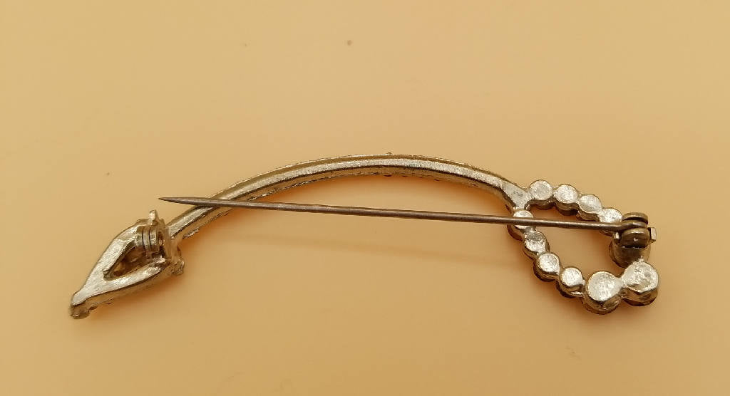 Stunning Arrow Brooch with Purple Rhinestones, Vintage Inspired Pin