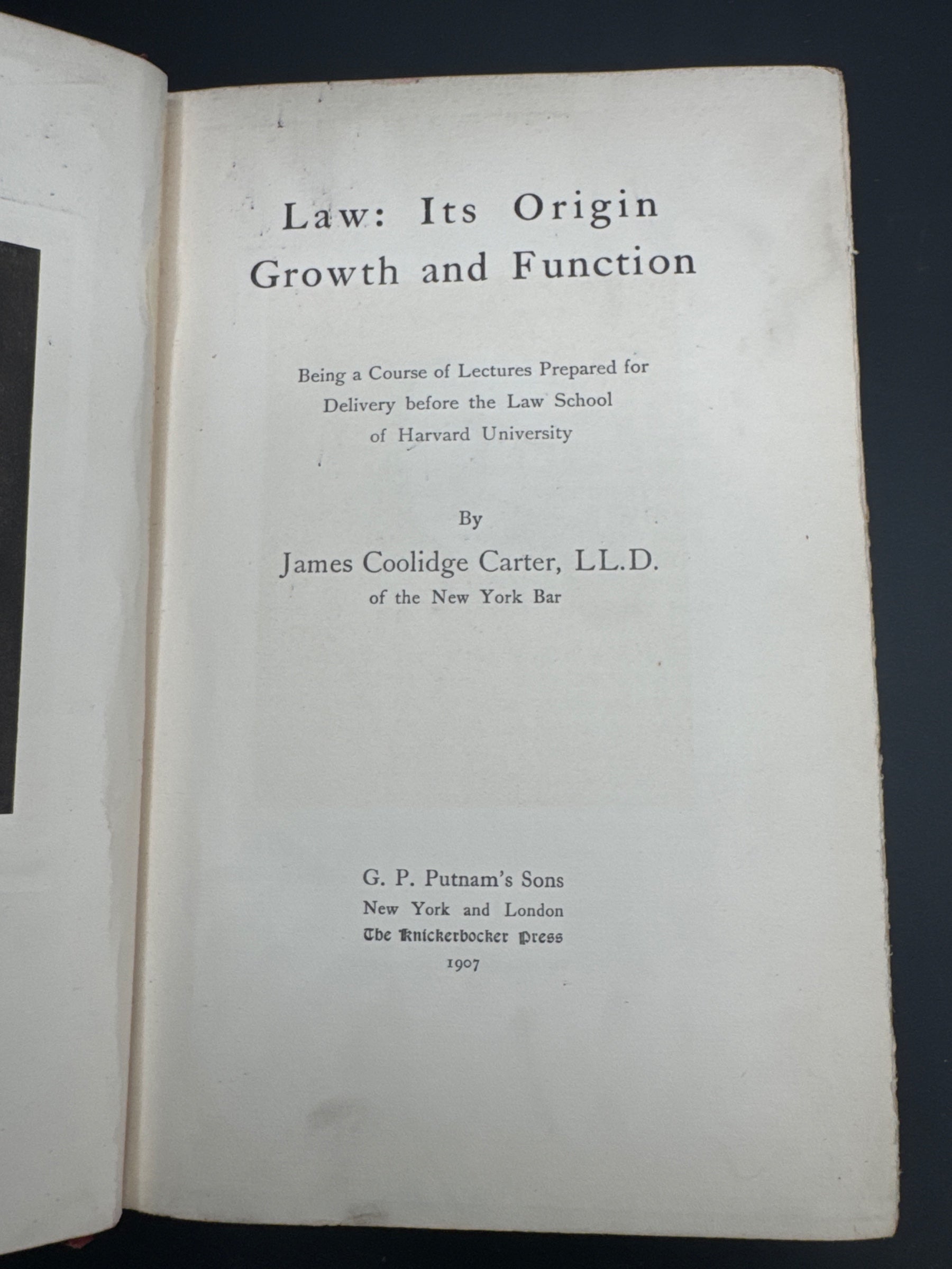 Law - Its Origin, Growth, and Function — title_page