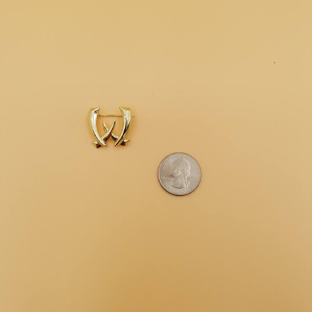 Stunning Gold-Tone Abstract Brooch Pin