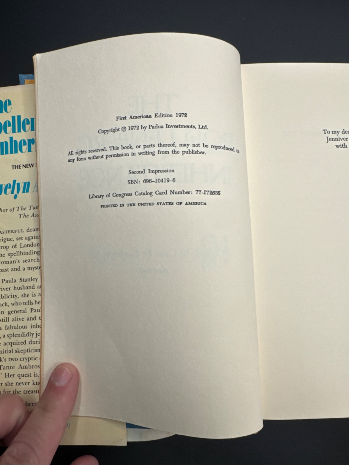 The Poellenberg inheritance Evelyn Anthony — copyright_page