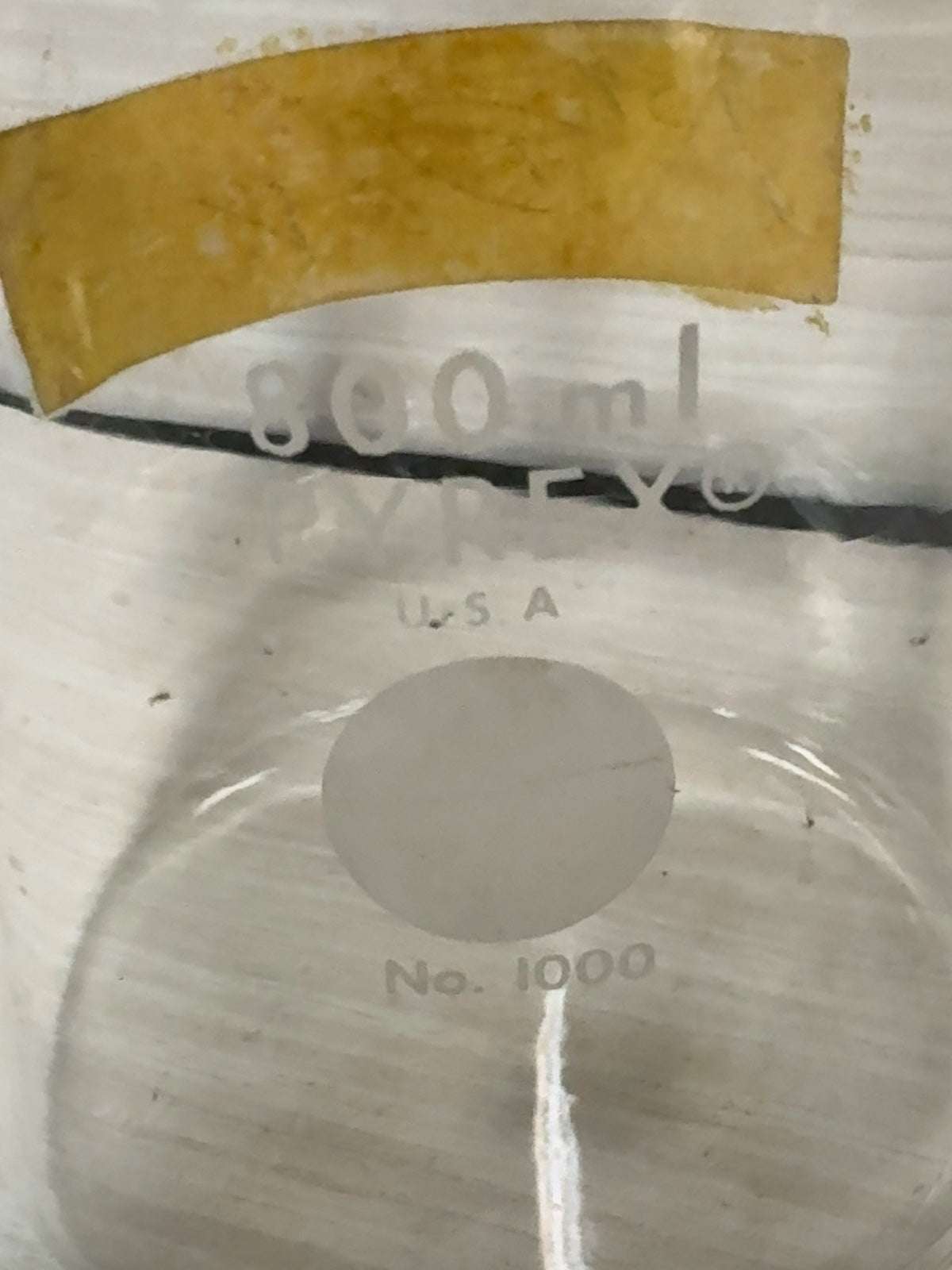 Pyrex 800ml Glass Lab Beaker No. 1000 USA Low Form