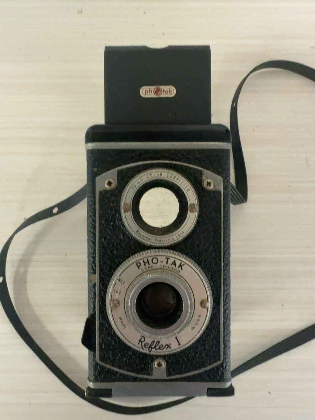 Vintage Pho-Tak Reflex I TLR Box Camera with Strap - For Parts or Repair