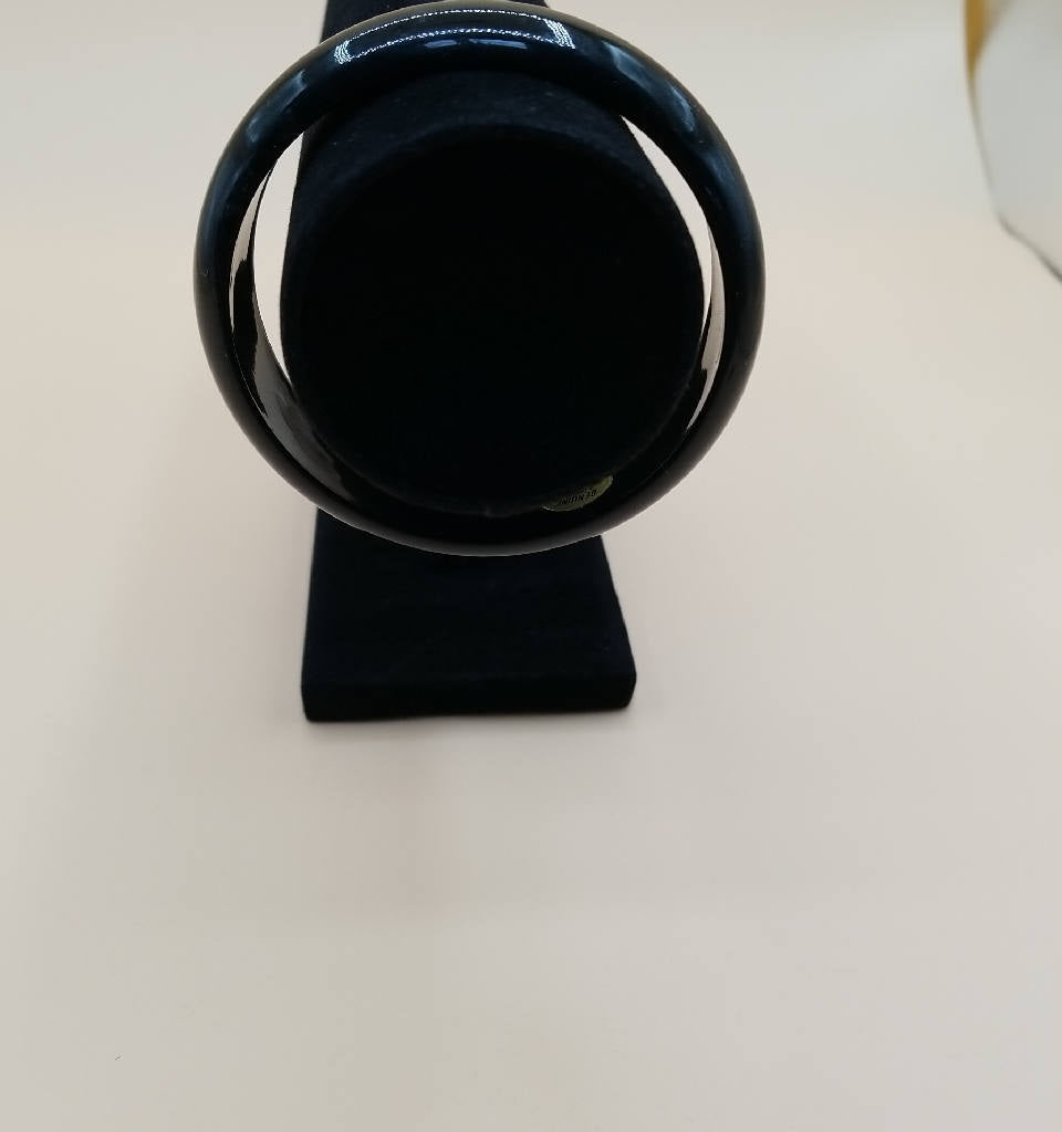 Stunning Black Lucite Bangle Bracelet Genuine Vintage Hong Kong